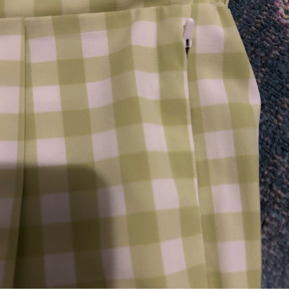 Wayre Two Piece Lime gingham Plaid Boxy Snap Tank With Travel Pocket Flow Shorts - Picture 6 of 13